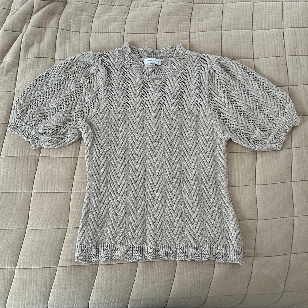 Amour Vert Denise Crochet Top in Oat - Picture 7 of 7